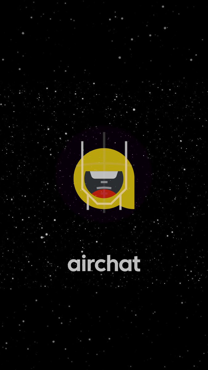 Airchat launch graphic with its helmet logo against a star field